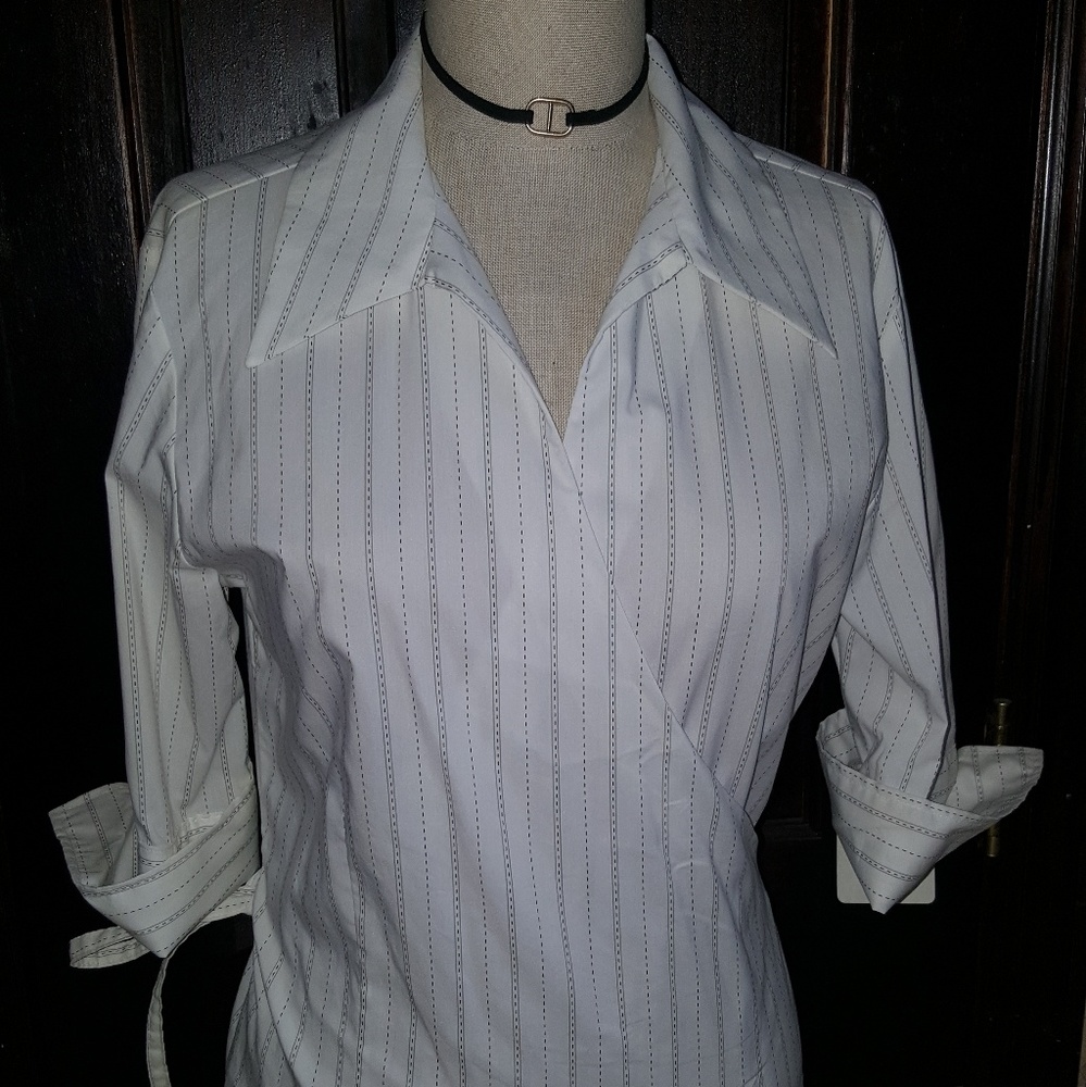 Wrap Around Pinned Strip Blouse